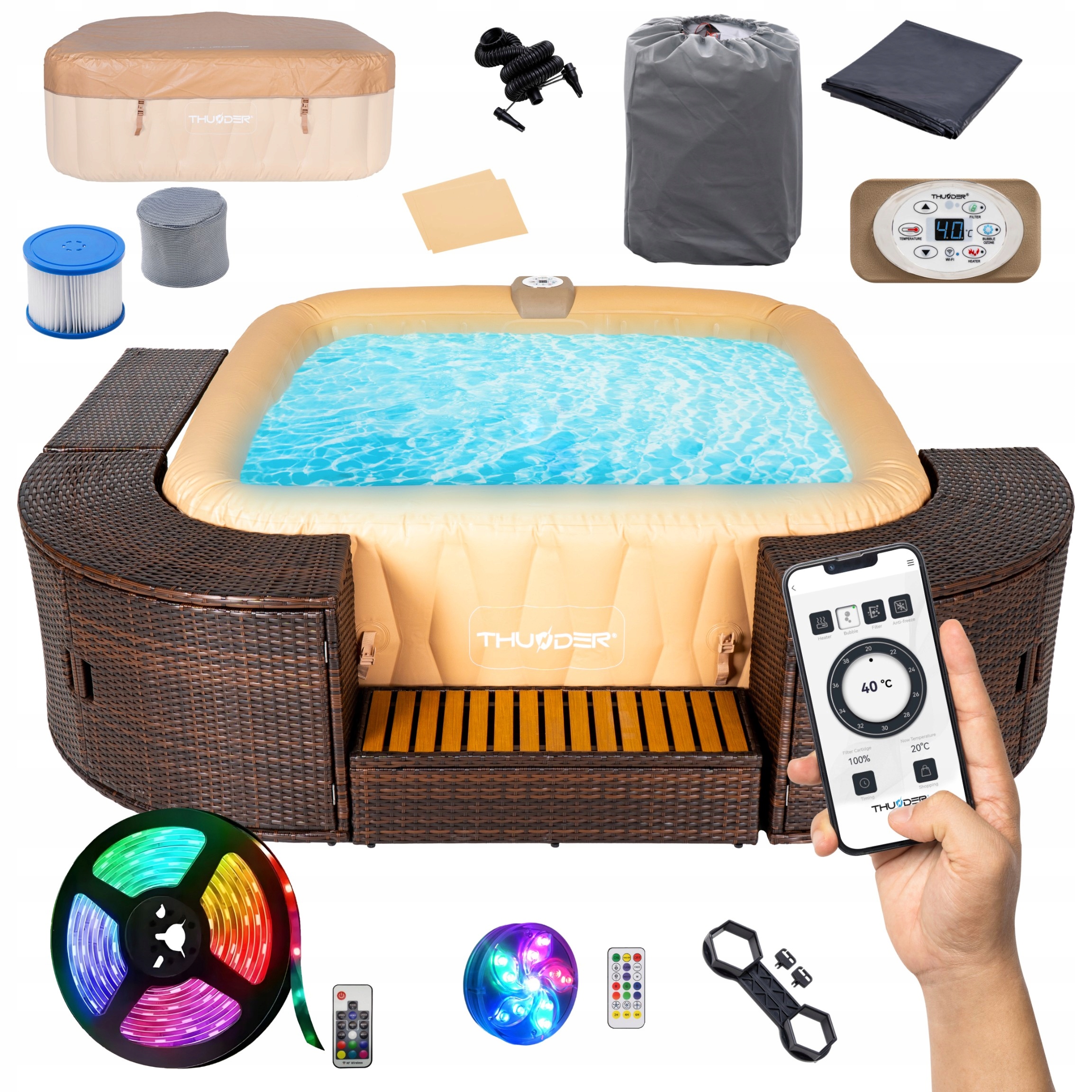 Spa ogrodowe DMUCHANE WIFI 6OS HYDROMASAŻ + MEBLE