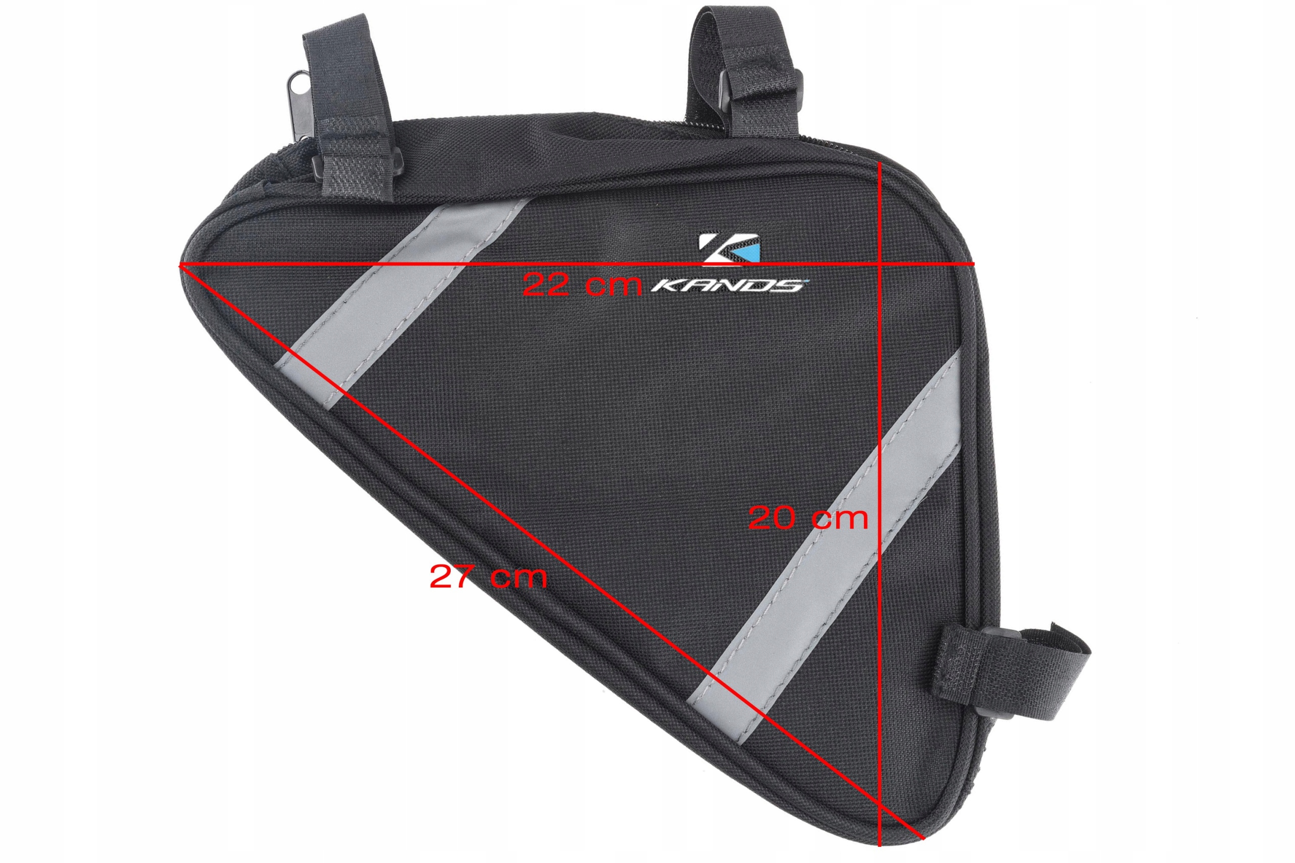 SAKWA NA RAMĘ TRÓJKĄTNA KANDS 27X20X6CM 1,5L CZARNA Model Torba rowerowa z odblaskiem odblaskowa