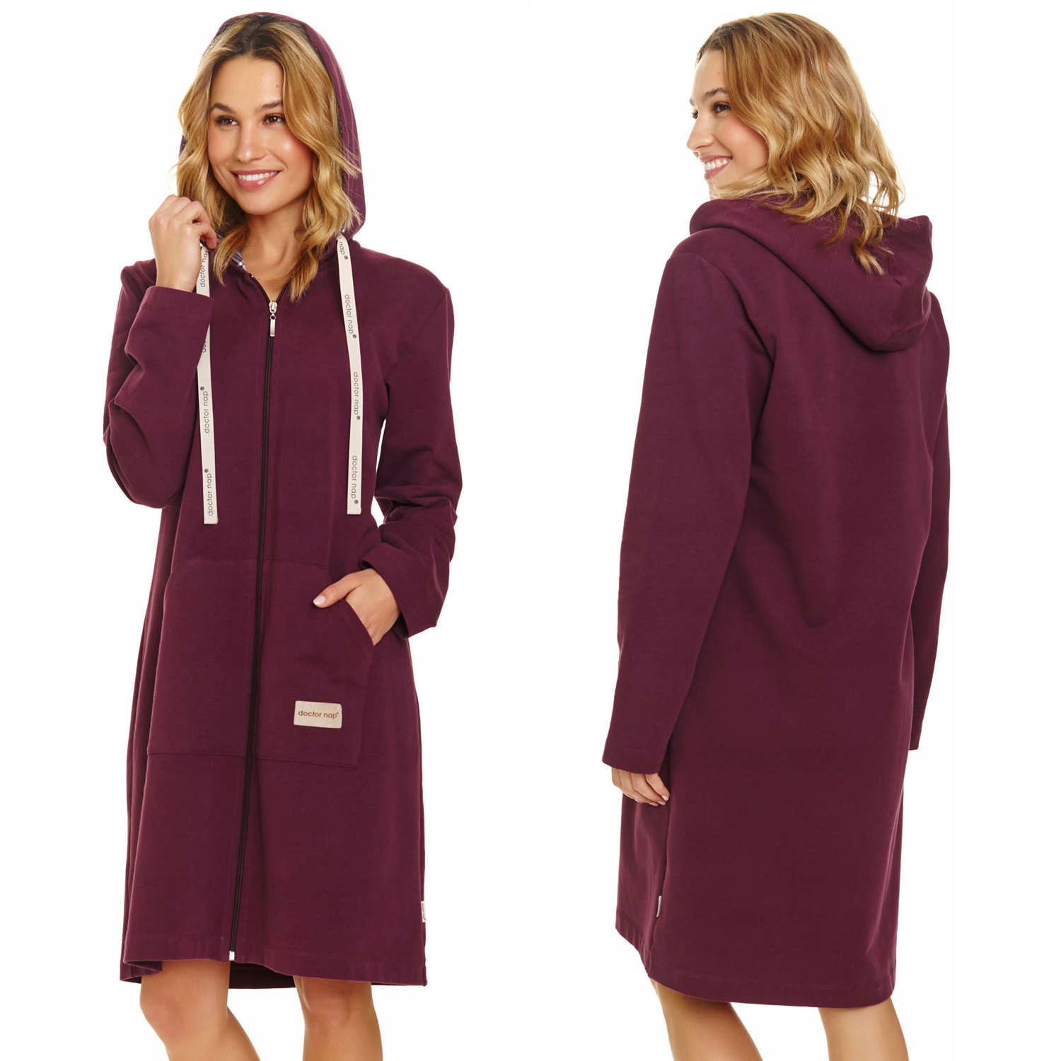 Doctor Nap SMZ.7107 burgundy bavlna červená S Noční Župan