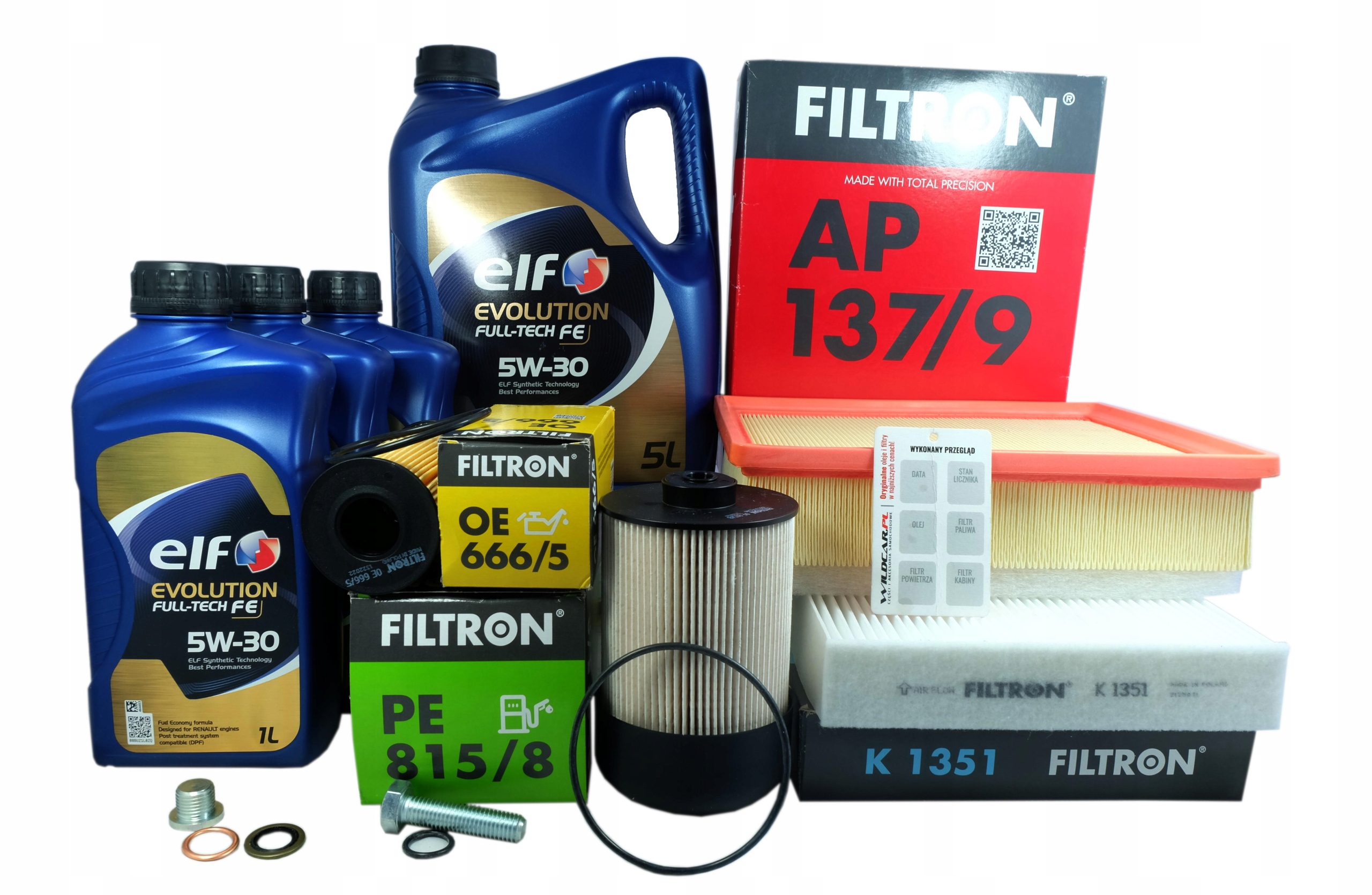 4xFiltr + olej 5W30 Elf Opel Vivaro B 1.6 CDTI 14-