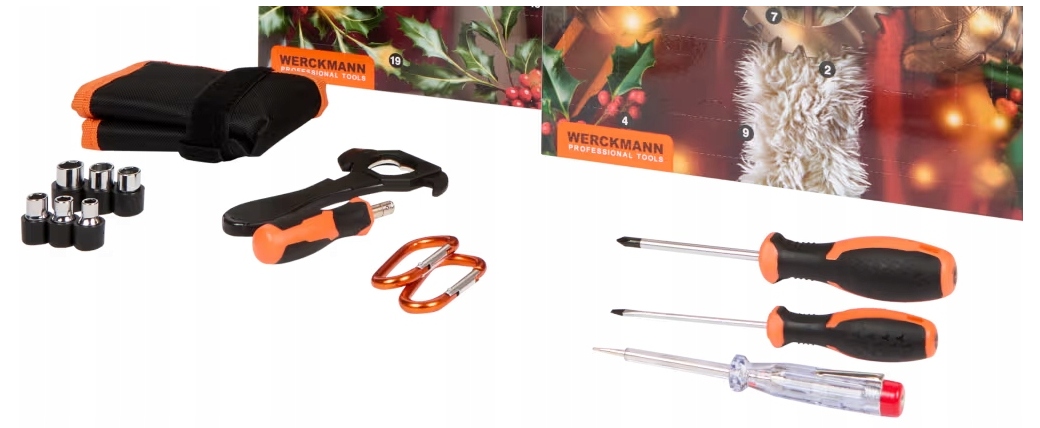 Адвент-календарь Werckmann Professional Tools 2026, 24 инструмента: рулетка, свёрла, нож — фото 5