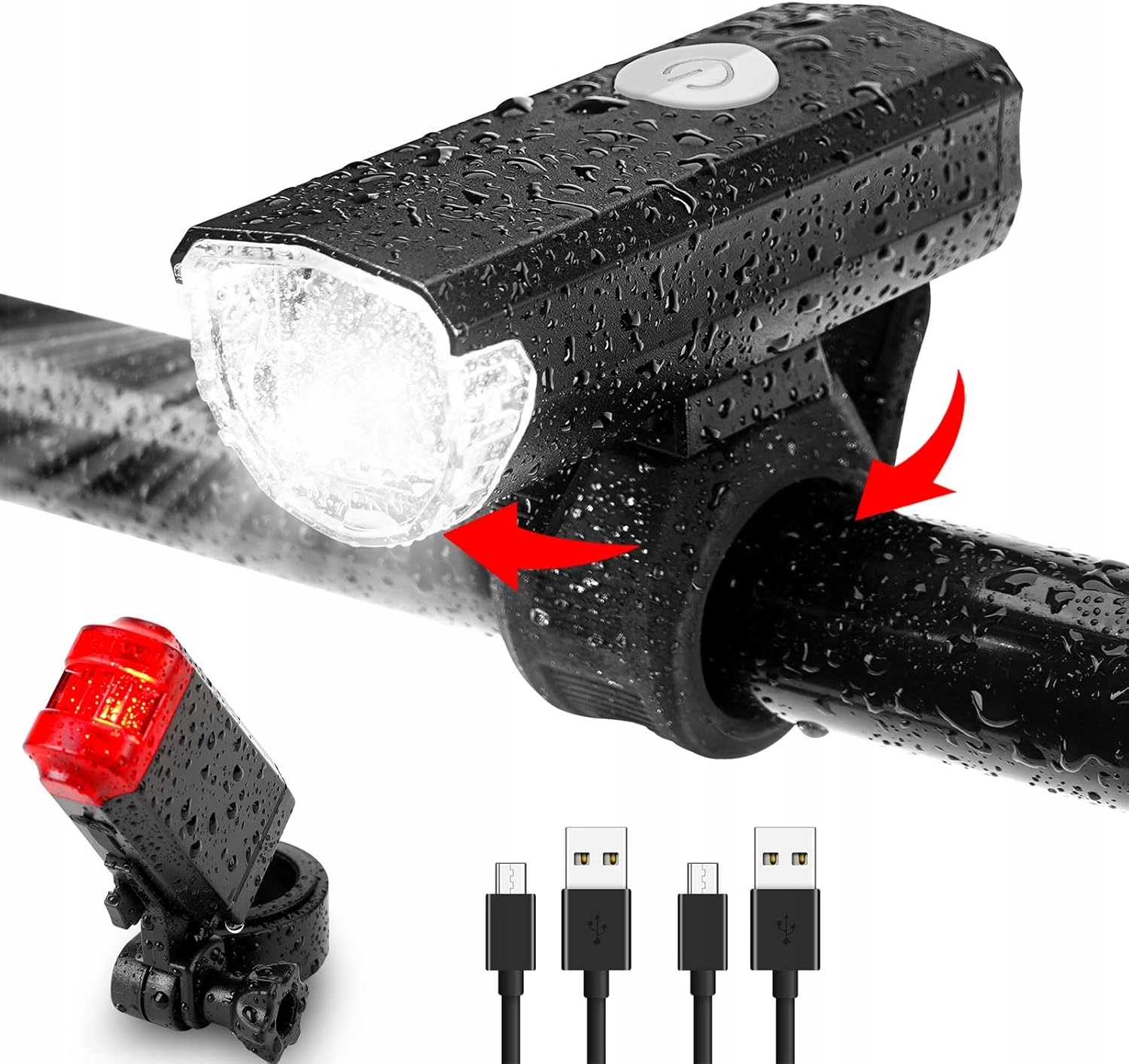 Lampka Rowerowa Gobikey Oświetlenie Rowerowe Zestaw Tył Przód IPX5 Pro