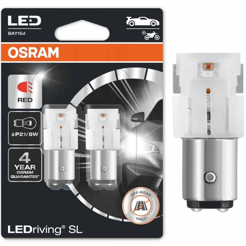 OSRAM Żarówki LED P21/5W RED 12V 1.4W LEDRIVIN