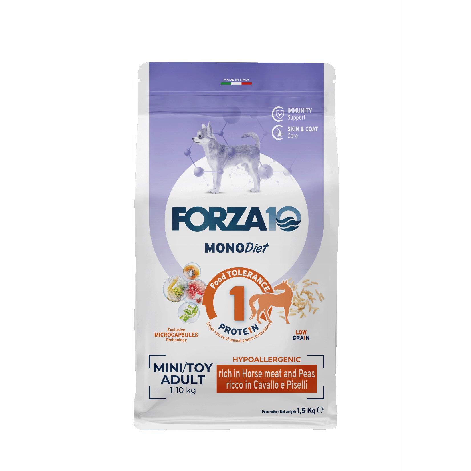 Forza10 Mini&Toy MonoDiet bohatý na koně a hrách pes Hypoallergenic1,5 kg