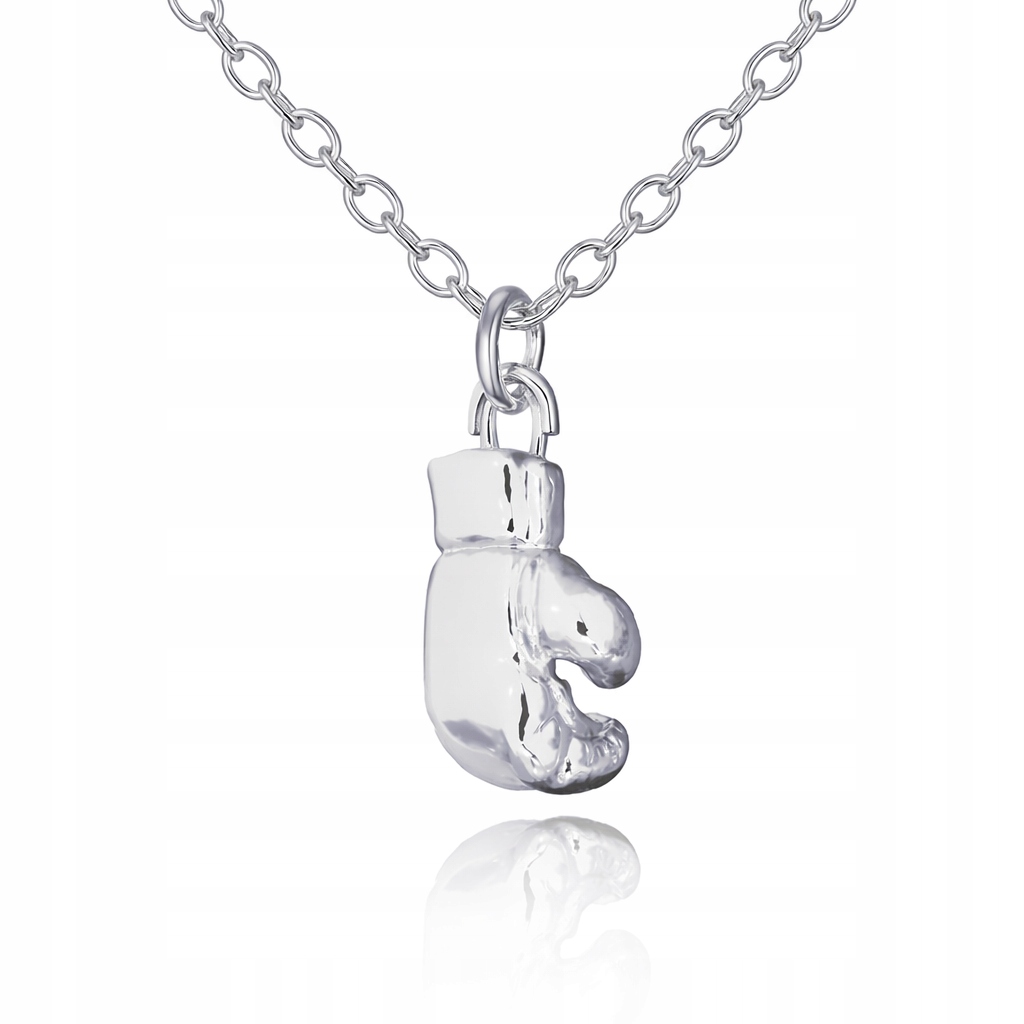 Srebrny naszyjnik Rolo oval Boks Rękawica Bokserska 3D Srebro pr. 925