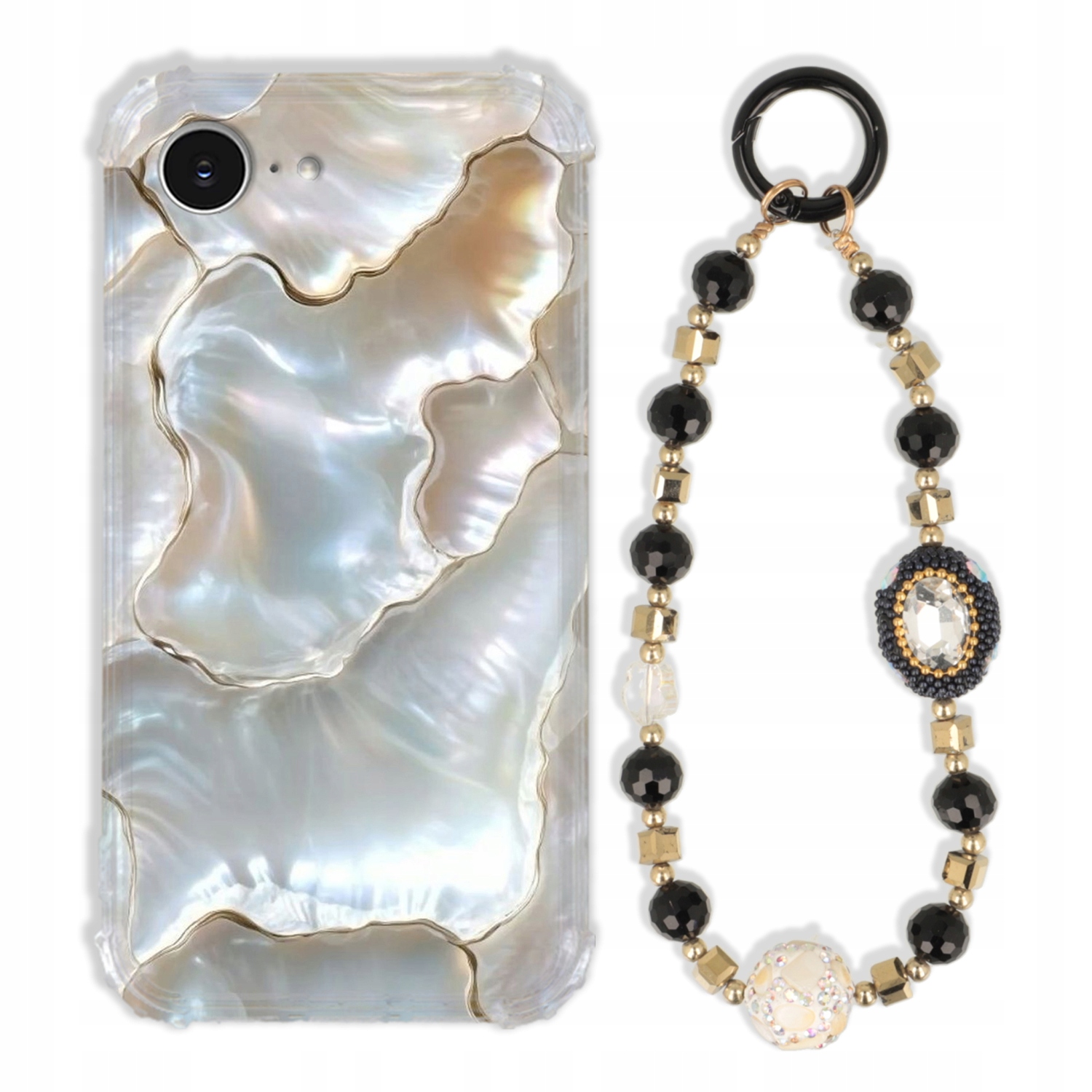 Puzdro Na Iphone 16E Case Antishock Zirkóny Čierno Zlaté Odolné|pevné