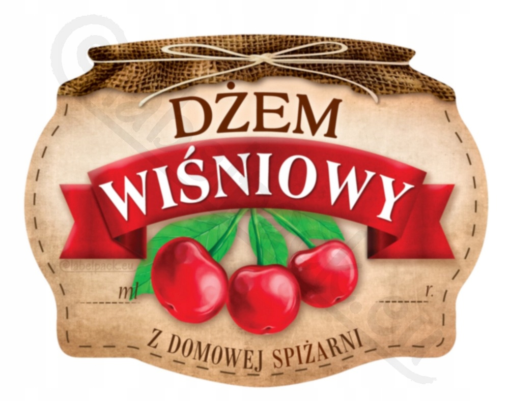 

Dżem Wiśniowy- Etykieta na słoik, naklejka