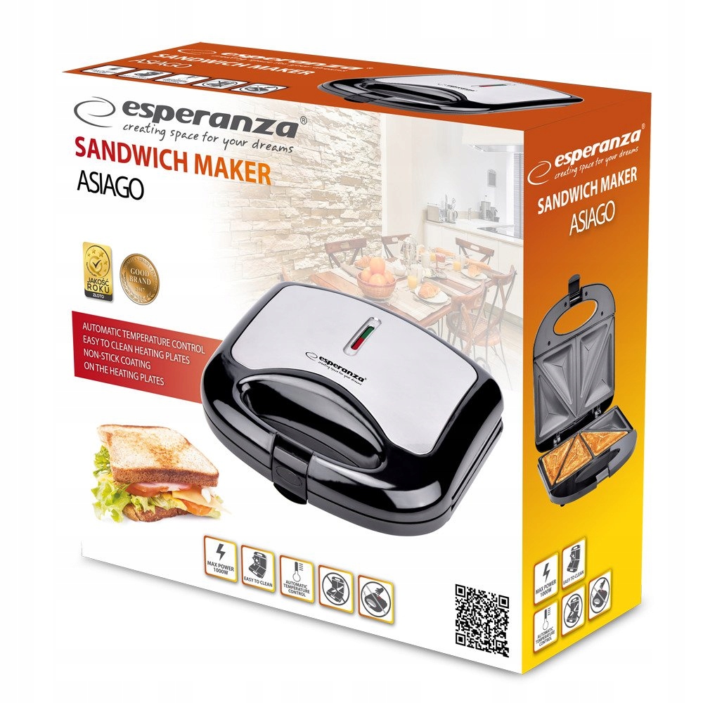 TOSTER OPIEKACZ GRILL MOCNY ELEKTRYCZNY 1000W NIEPRZYWIERAJĄCY GRZANKI TOST Model TOSTER DO KANAPEK