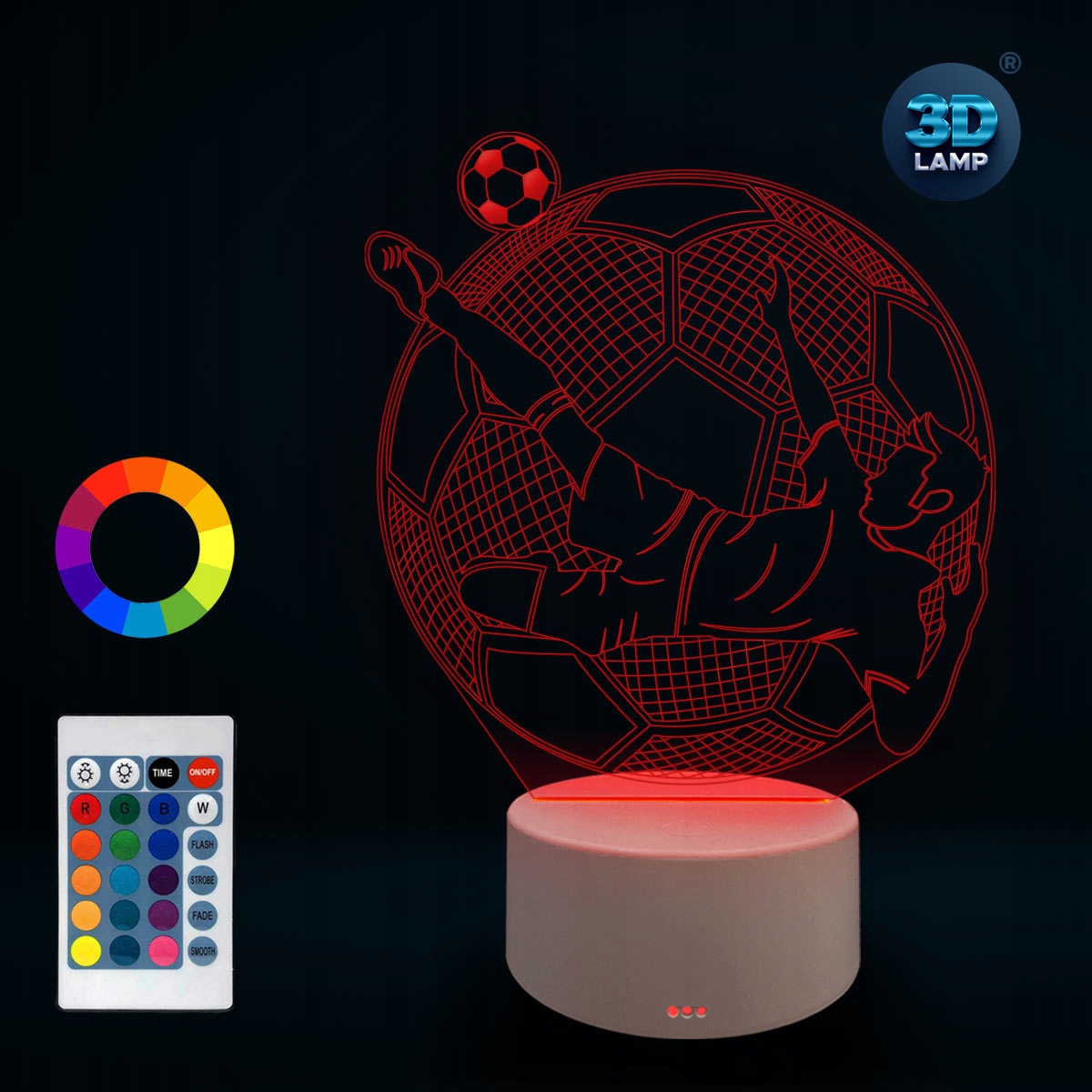 Lampka nocna Piłkarz przewrotka 3D LAMP LED Marka 3D Lamp