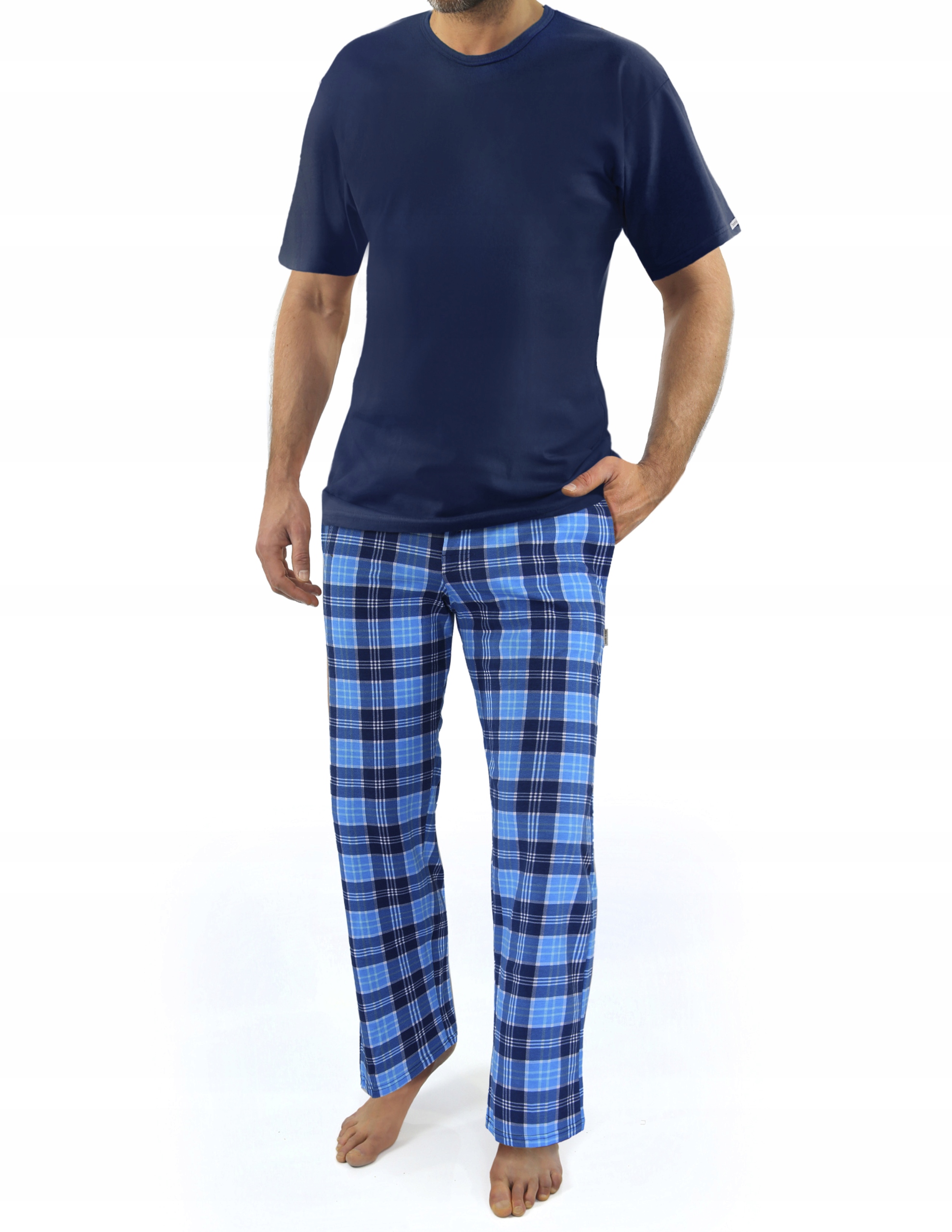 Sesto Senso Pánské bavlněné pyžamo 4XL Námořnická Modrá