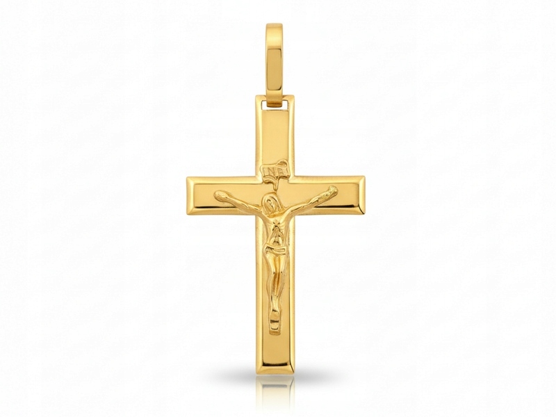 Přívěsek zlatý 585 křížek přívěsek 1.5 g hladký křížek jako dárek ke křtu