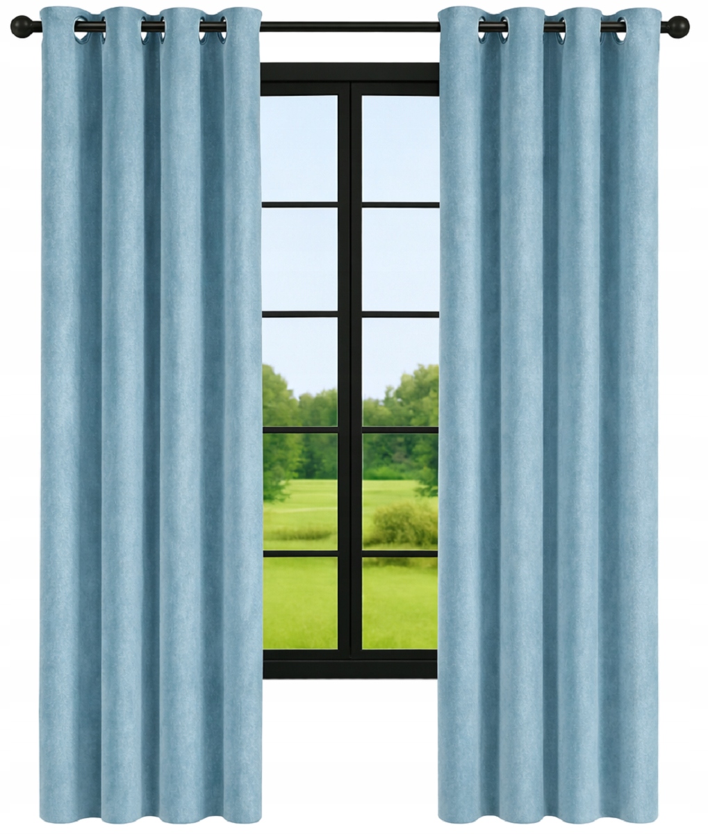 Velurové záclony hotové 140x220 hladké samet modré Baby Blue závěs