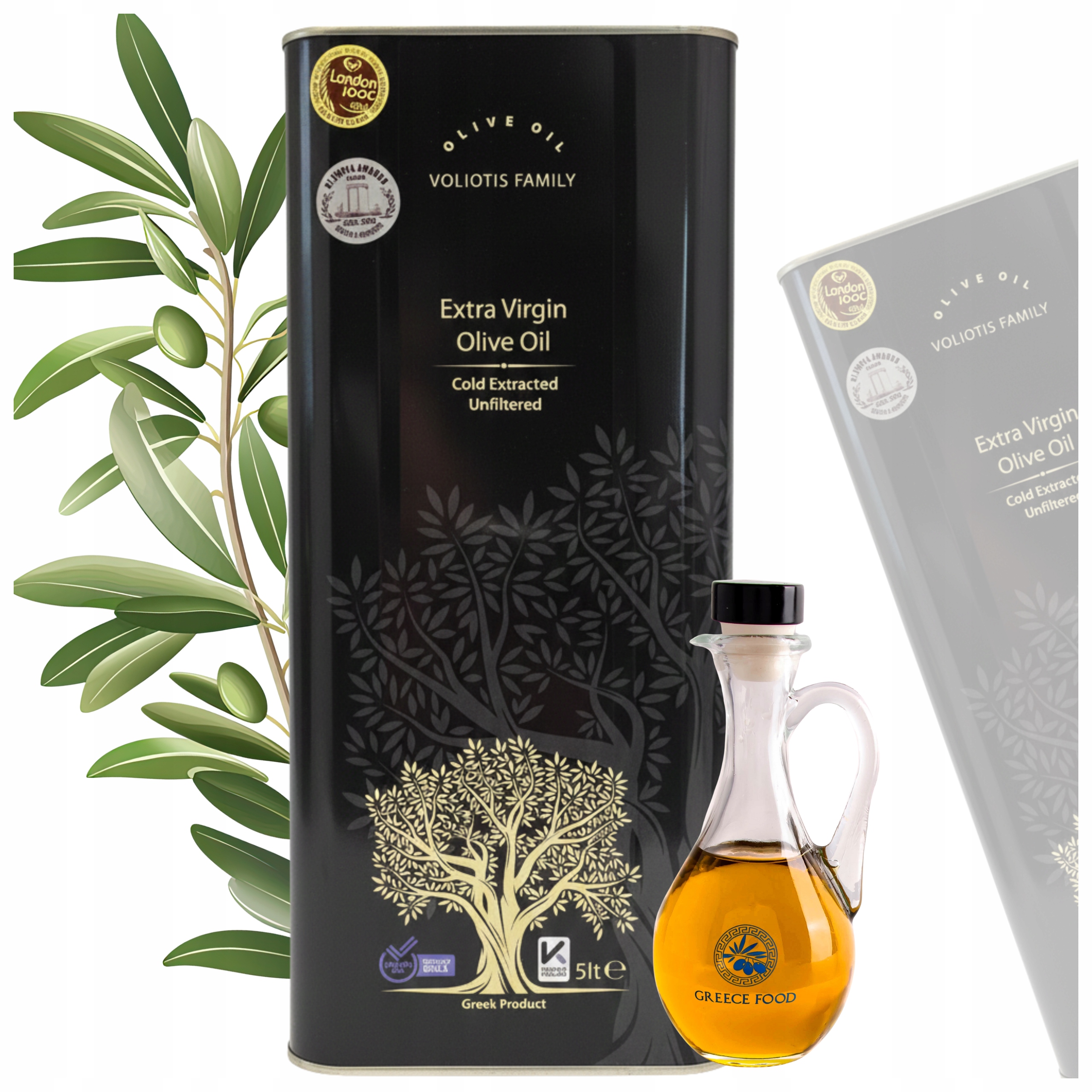 Oliwa Z Oliwek Extra Virgin Grecka 5L Niefiltrowana Butelka 250ML