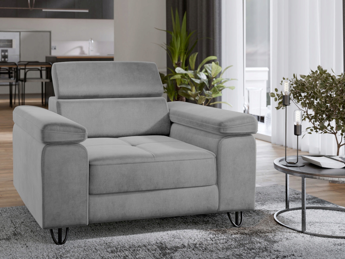 Moderní křeslo 116x90x92 vysoké nohy Nastavitelná opěrka hlavy Home O-sofa