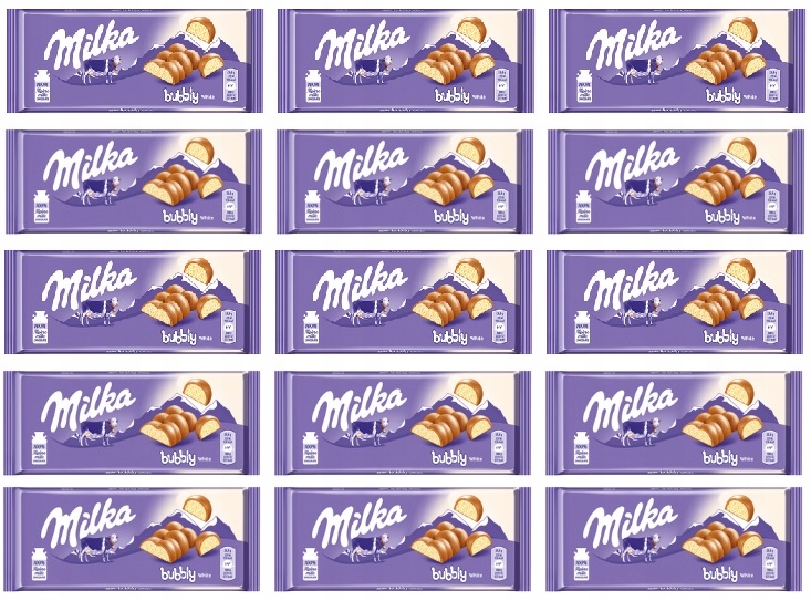 Levně 15x 95g Milka Bubbly mléčná a bílá čokoláda v krabičce