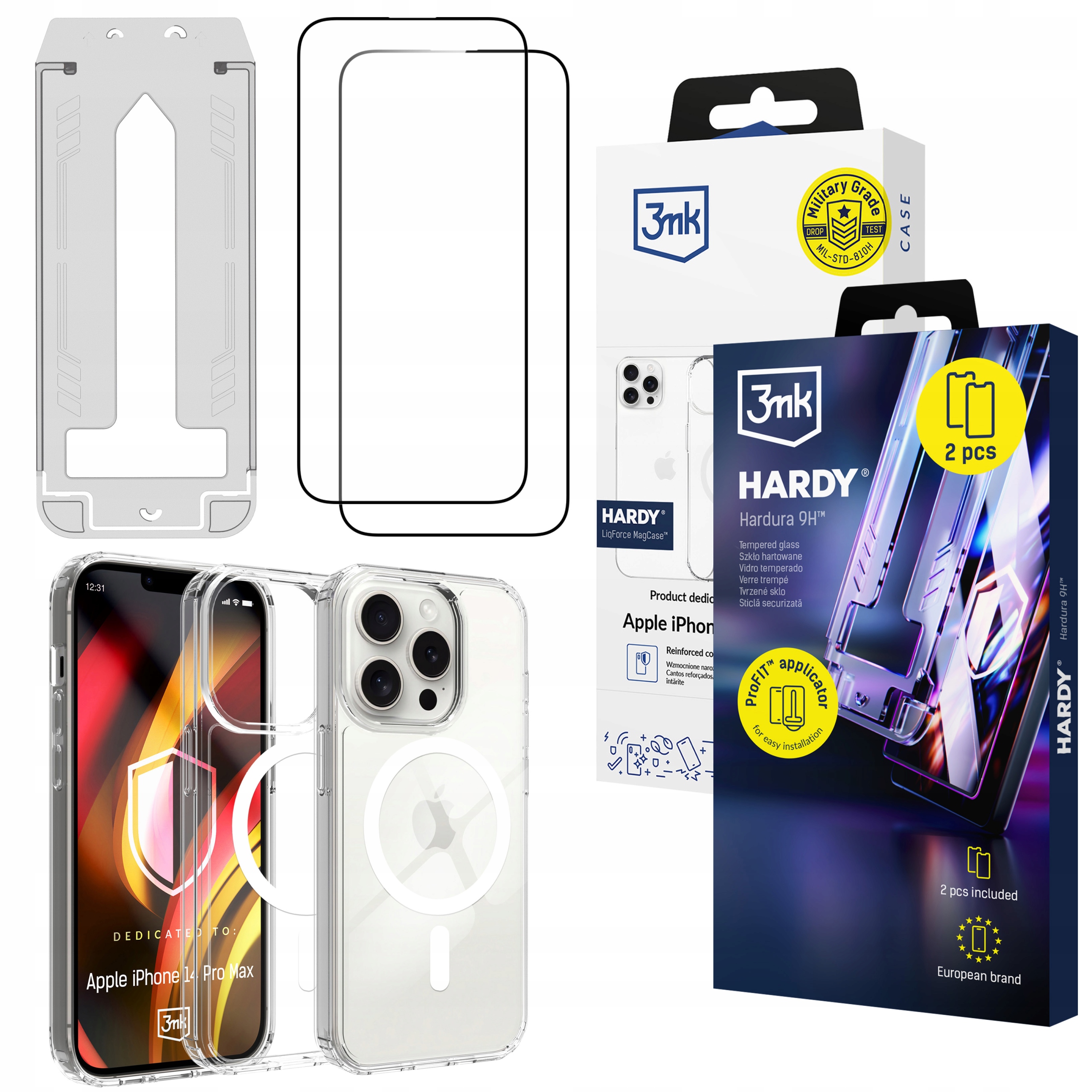 2x Szkło hartowane 9H pancerne etui case 3mk na Apple iPhone 14 Pro Max
