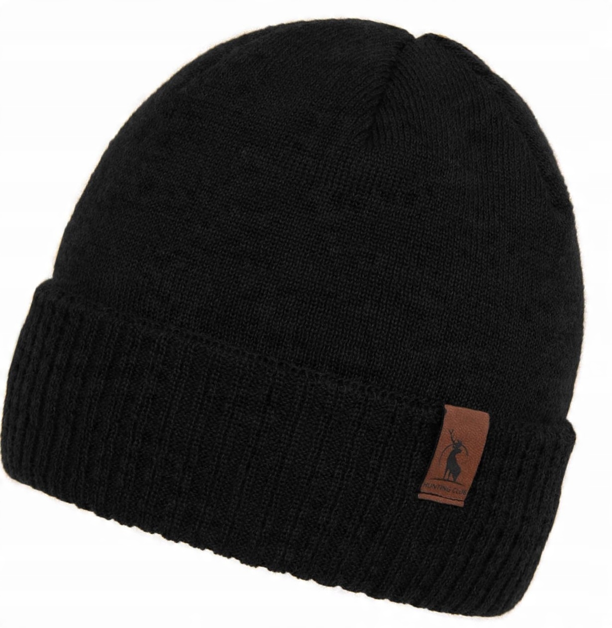 

Czarna Czapka Zimowa 50% Wełna Merino na Polarze
