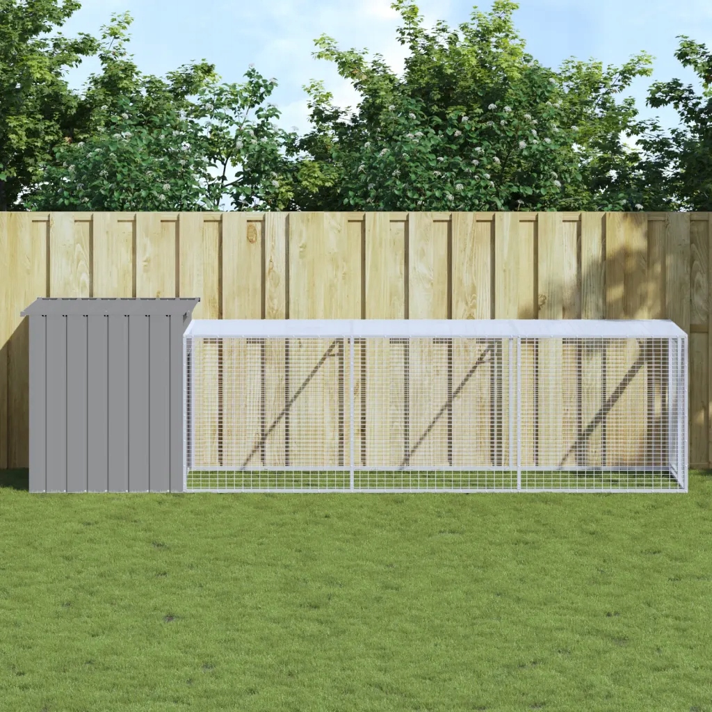 vidaXL Kurník s výběhem světle šedý 110x405x110 cm pozinkovaná ocel