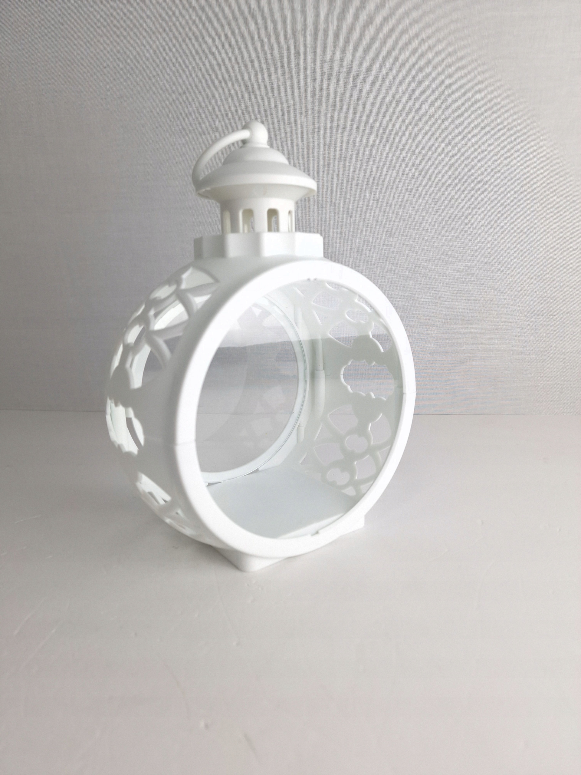 DUŻA LATARENKA LAMPION BIAŁA DEKORACYJNA OTWIERANA PUSTA DO OGRODU OKRĄGŁA Stan opakowania oryginalne