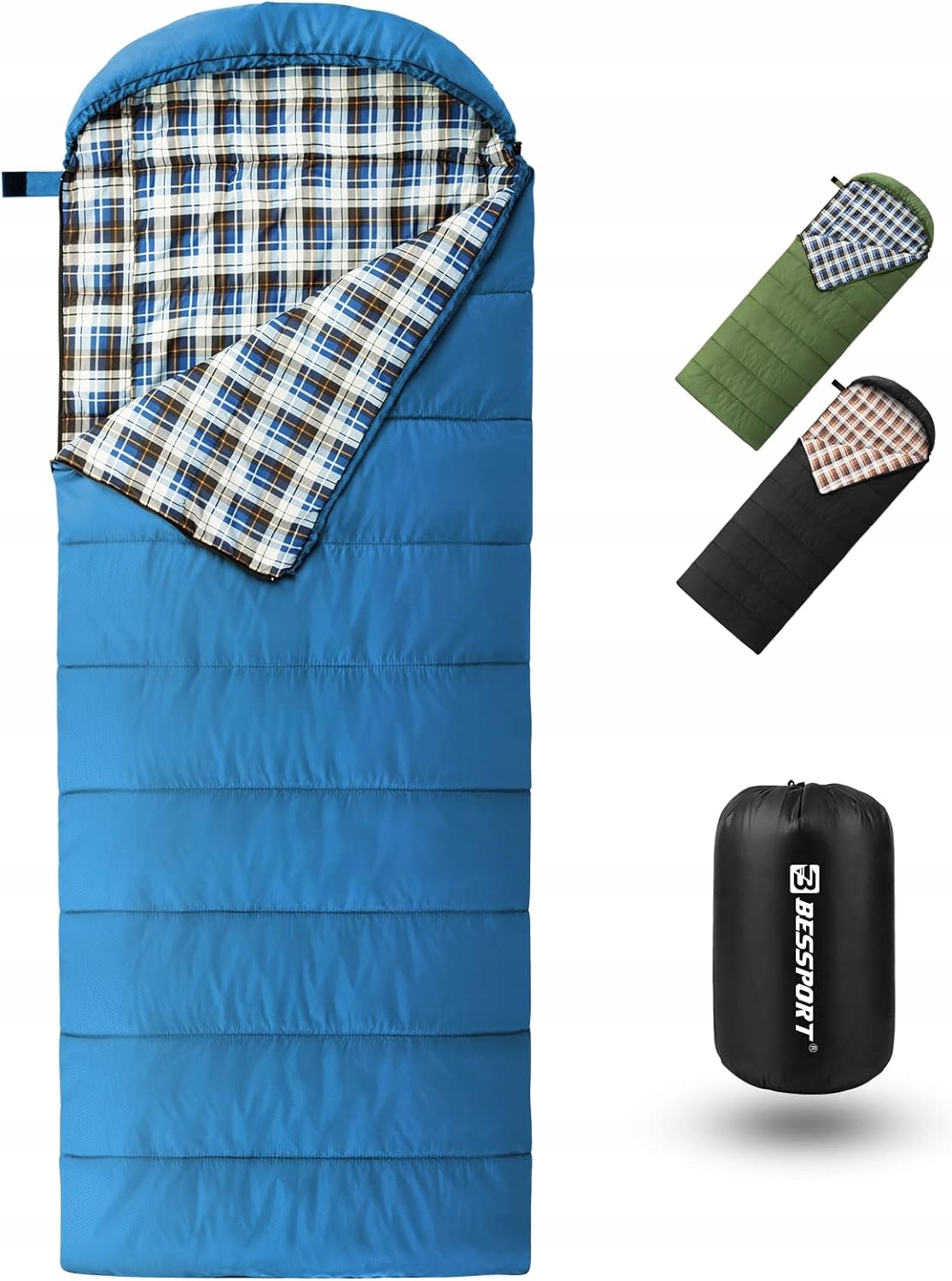 Śpiwór Bessport 3-4 pory roku -8 -15 st C Niebieski 220X80 CM