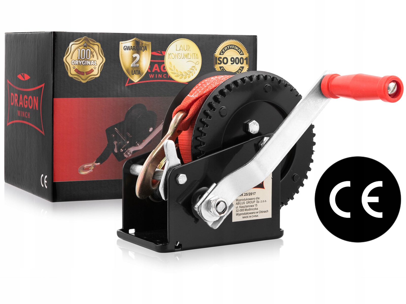WYCIĄGARKA RĘCZNA KORBOWA PASOWA 1133kg WCIĄGARKA lebiodka przenośna DRAGON Kod producenta Wciągarka korbowa łodzi lawety