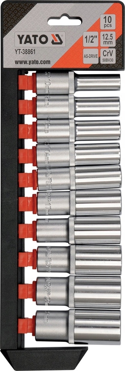 Yato YT-38861 Nasadki klucze zestaw długie 1/2cala 10cz. 10-24 mm