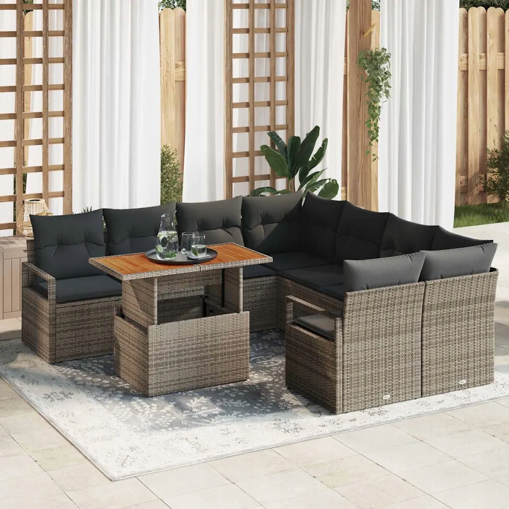 Zahradní jídelní souprava 9 pcs Šedá a hnědá 100 x 55 x 73 cm Grey 3349691