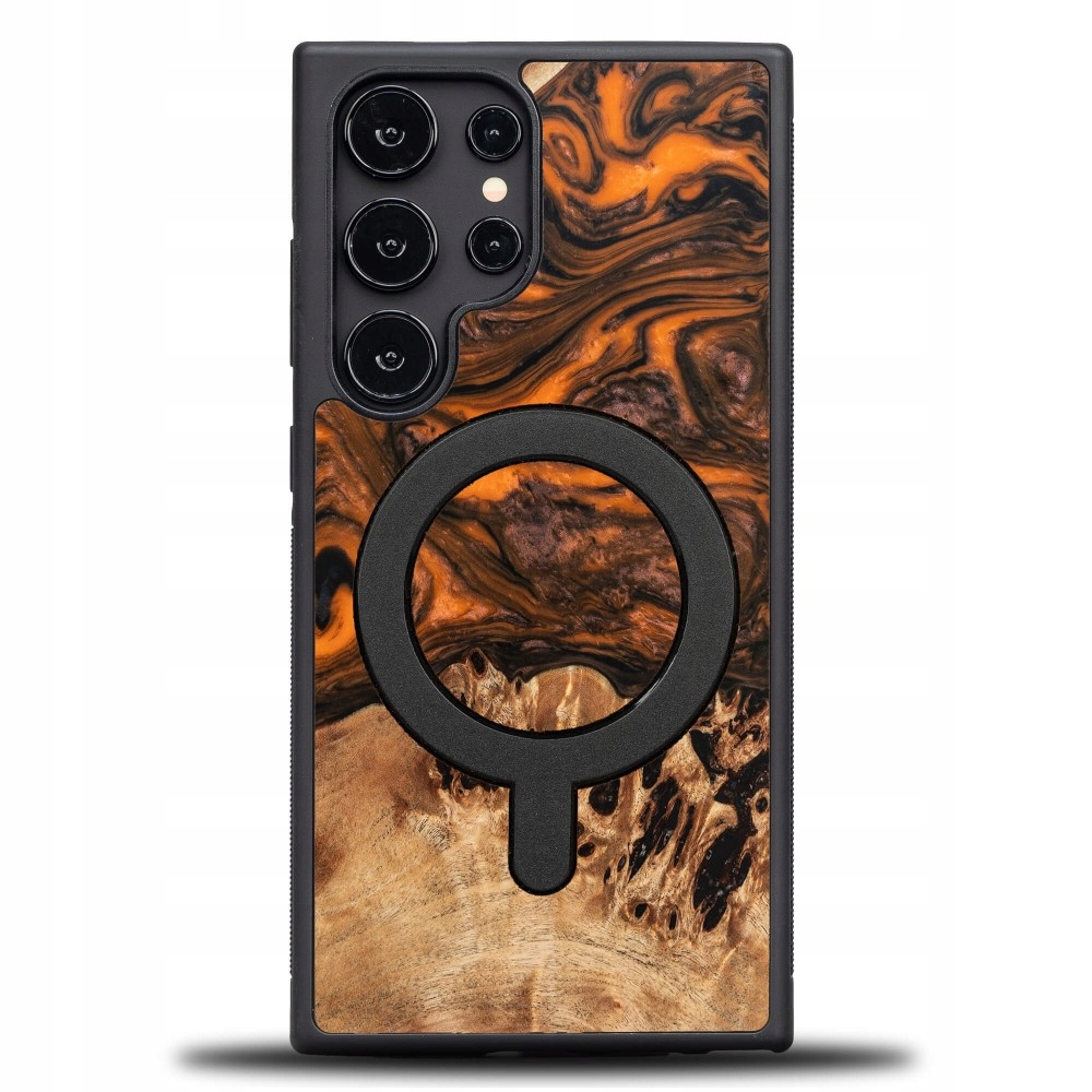 Pouzdro Bewood Unikátní pro Samsung Galaxy S24 Ultra oranžové s MagSafe