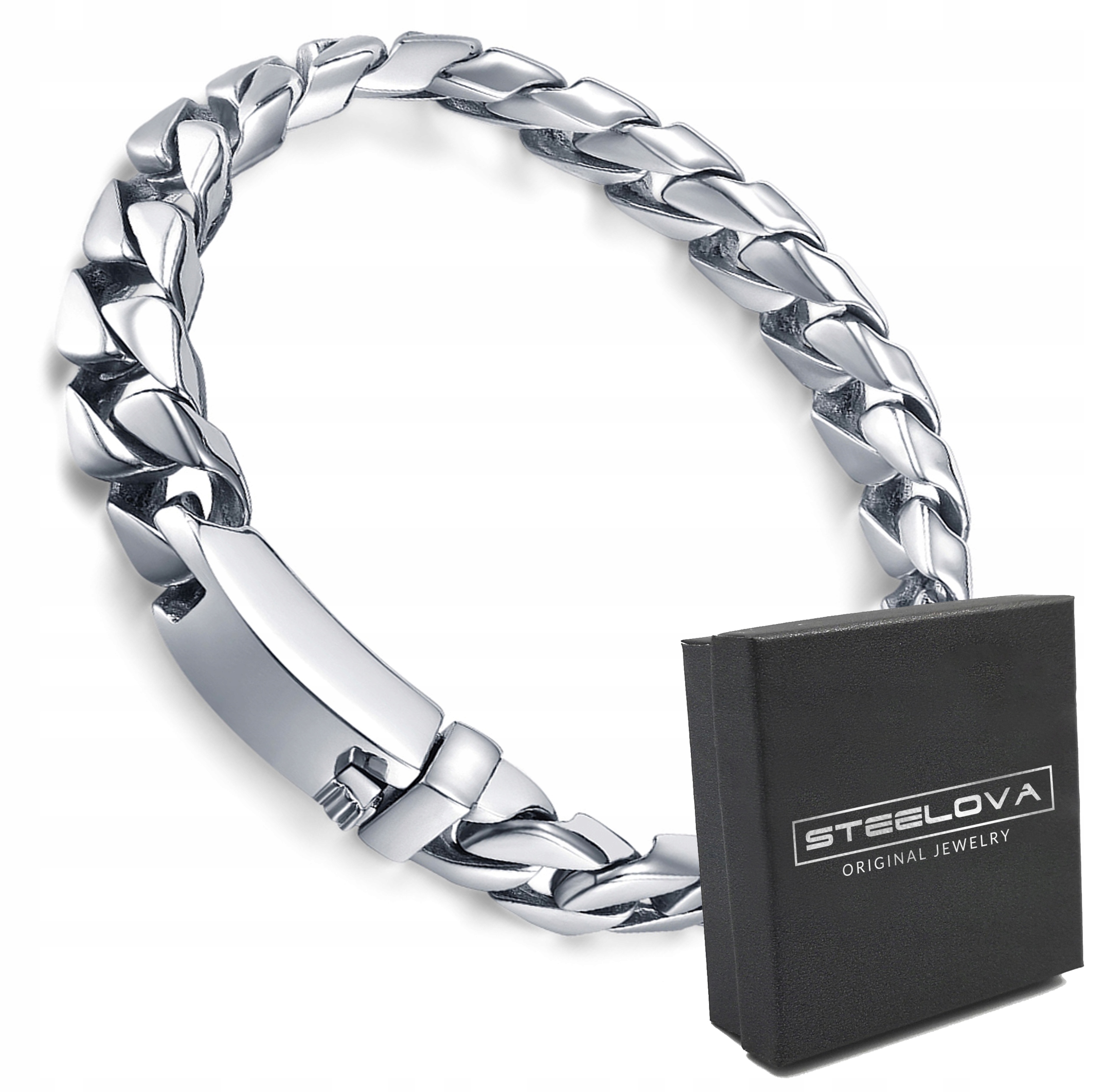 Náramek s plochou pancířkou Cubana se zapínáním na patentky