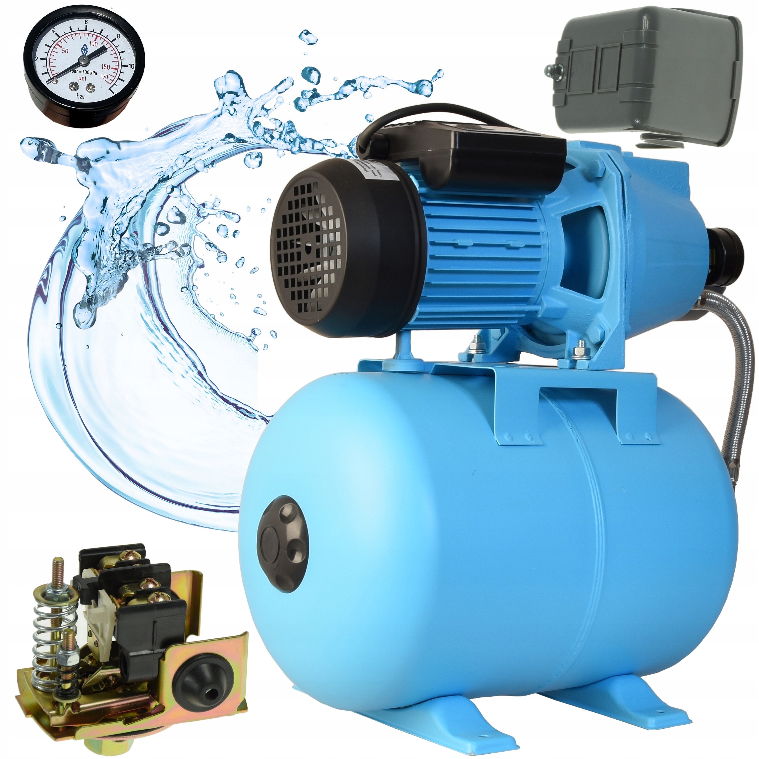 Hydroforový Set 24L Čerpadlo Set pro zahradní vodu 2520 l/h Příslušenství Hydrofor