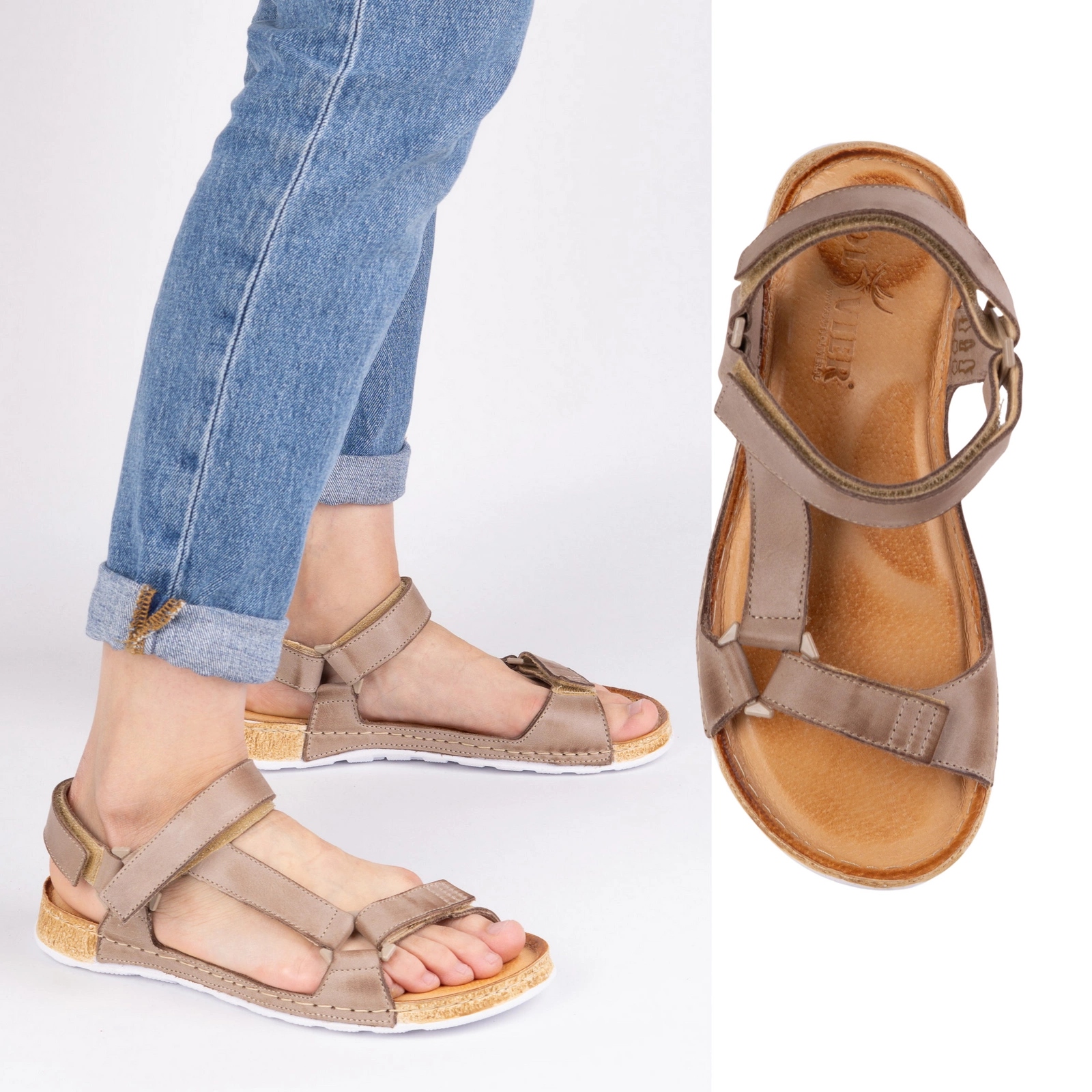 Sandały damskie barefoot-friendly Kallia skórzane beżowe 40