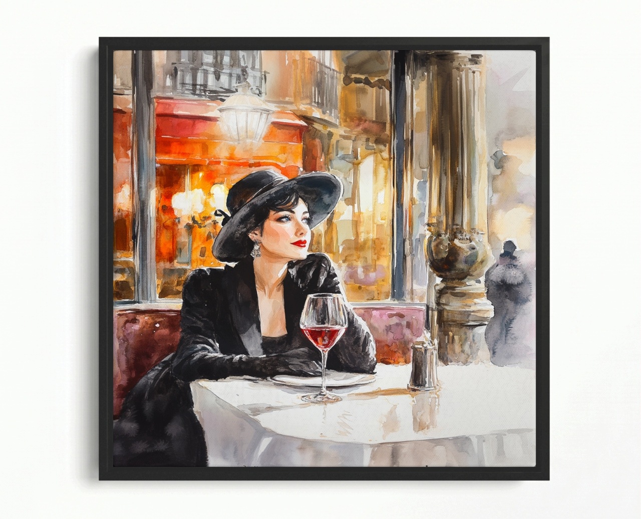 Obraz Rám American Box Žena Dáma Restaurácia Víno Večera 60x60