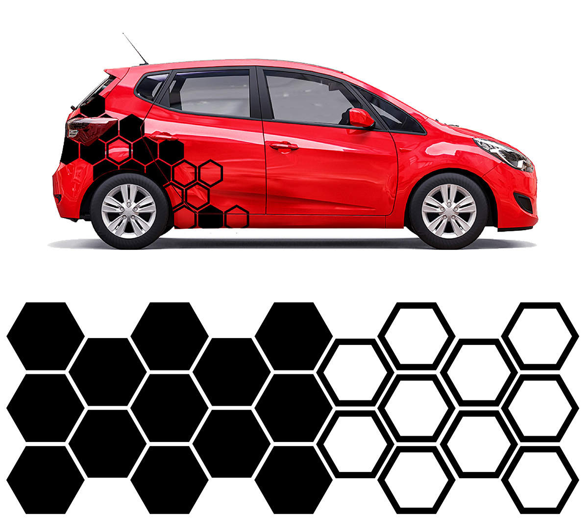 

Zestaw Naklejek Plastry Miodu na auto hexagon