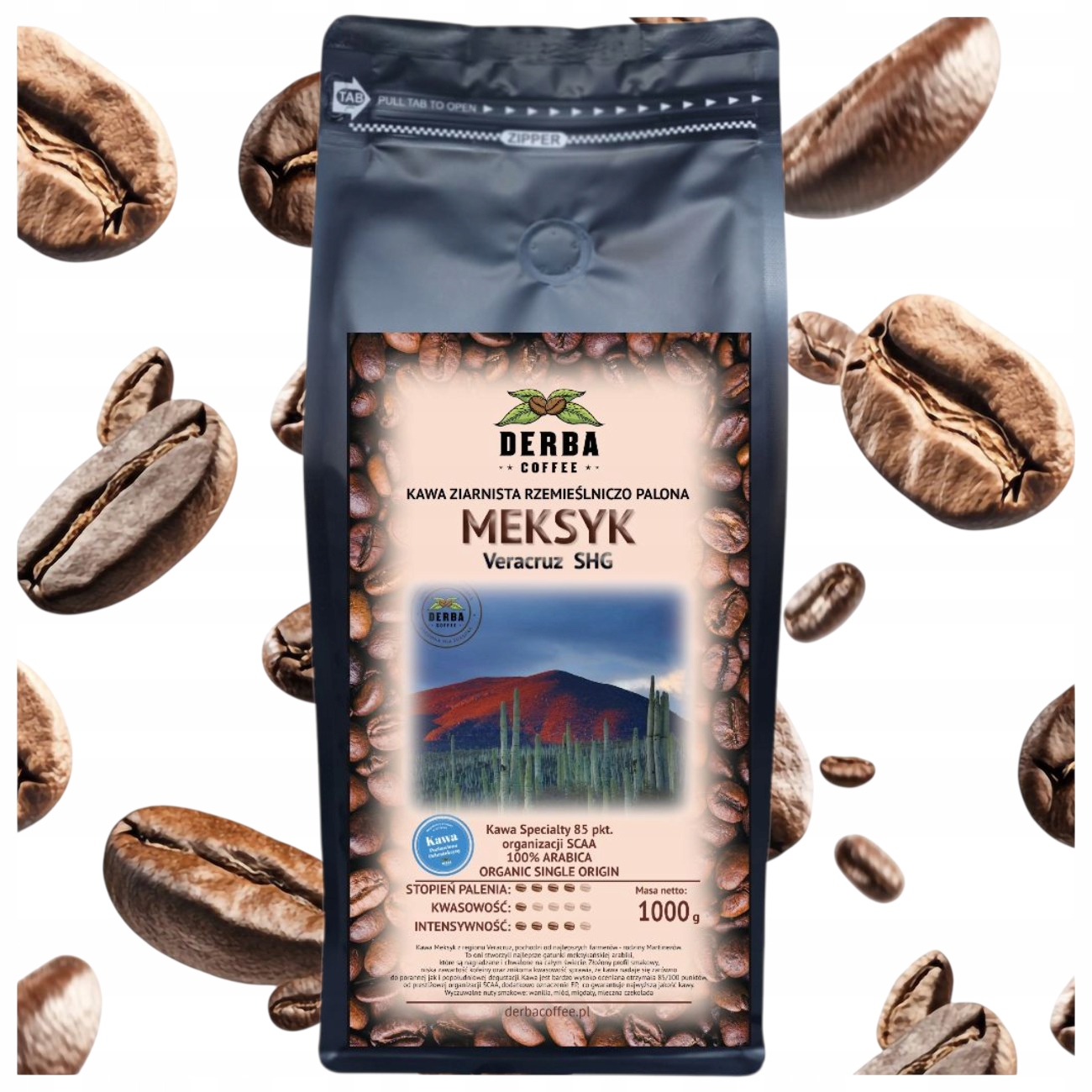 Kawa Meksyk Niskodrażniąca 1kg ziarnista 100% Arabika Specialty Veracruz