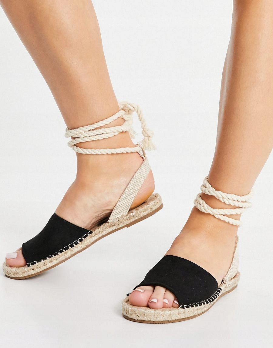 ESPADRYLE DAMSKIE CZARNE SZNUROWANE LATO 40 2ROP