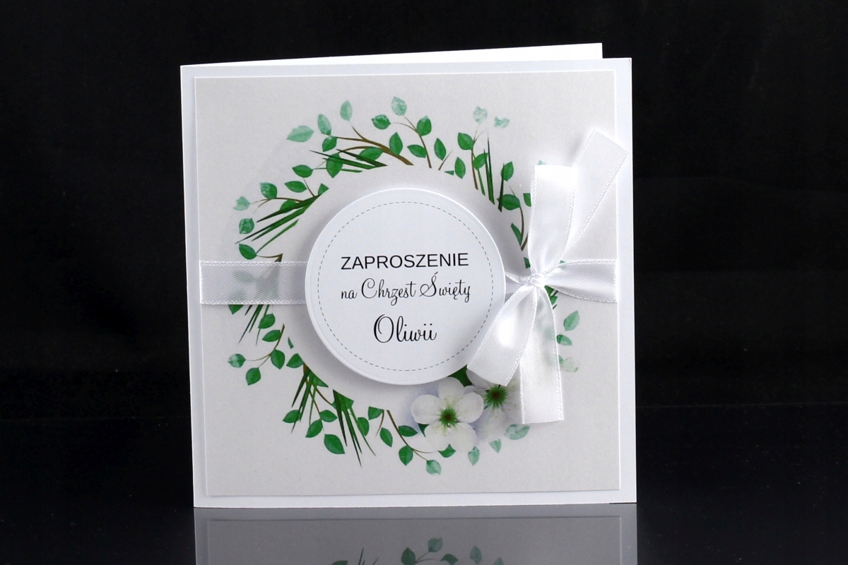 Zaproszenia na Chrzest KWIATY 3 Personalizacja Kształt kwadratowy