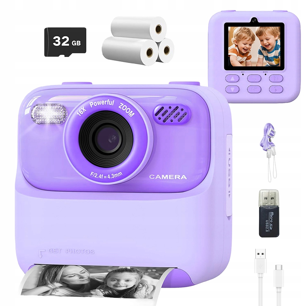 Digitální Instantní Fotoaparát S Funkcí Tisku 32GB Paměťová Karta