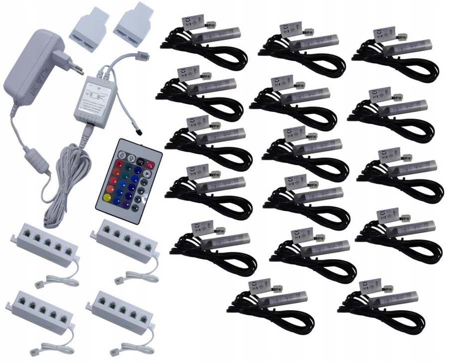 16 x Rgb Led klipy pro polic skel a klip Komplet