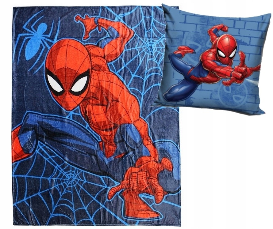 Duży Koc pluszowy i poduszka Spiderman Spider-man dla Dziecka Przedszkola