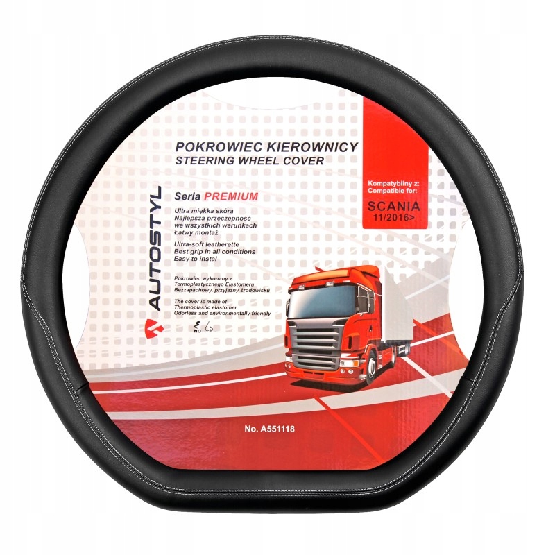 Pokrowiec kierownicy Tir czarny Club Scania G P R S Serie 7 11/2016 W Gór
