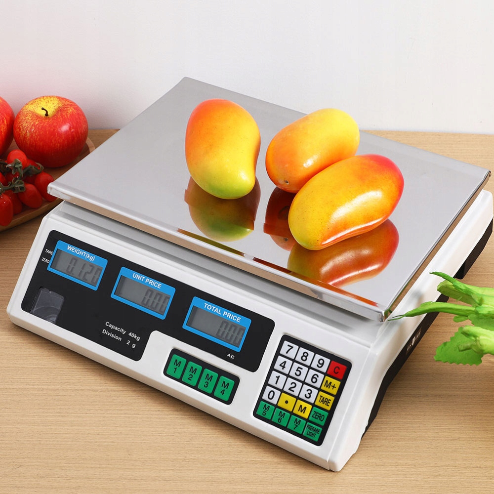 Kalkulační váha 40 kg s akumulátorem, přesnost 5 g, podsvícení