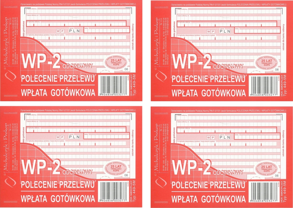 

Polecenie przelewu/wpłata gotówkowa A6 80k x 4