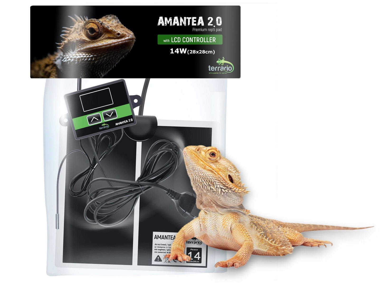 Mata grzewcza 14W z termostatem i sondą grzanie terrarium Terrario Amantea