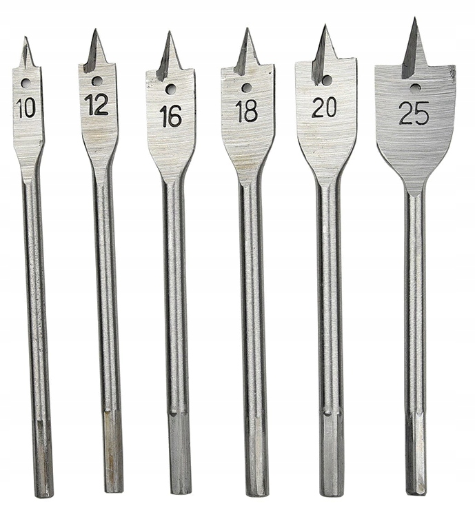 

Zestaw wiertła drewna płaskie łopatkowe piórkowe 6