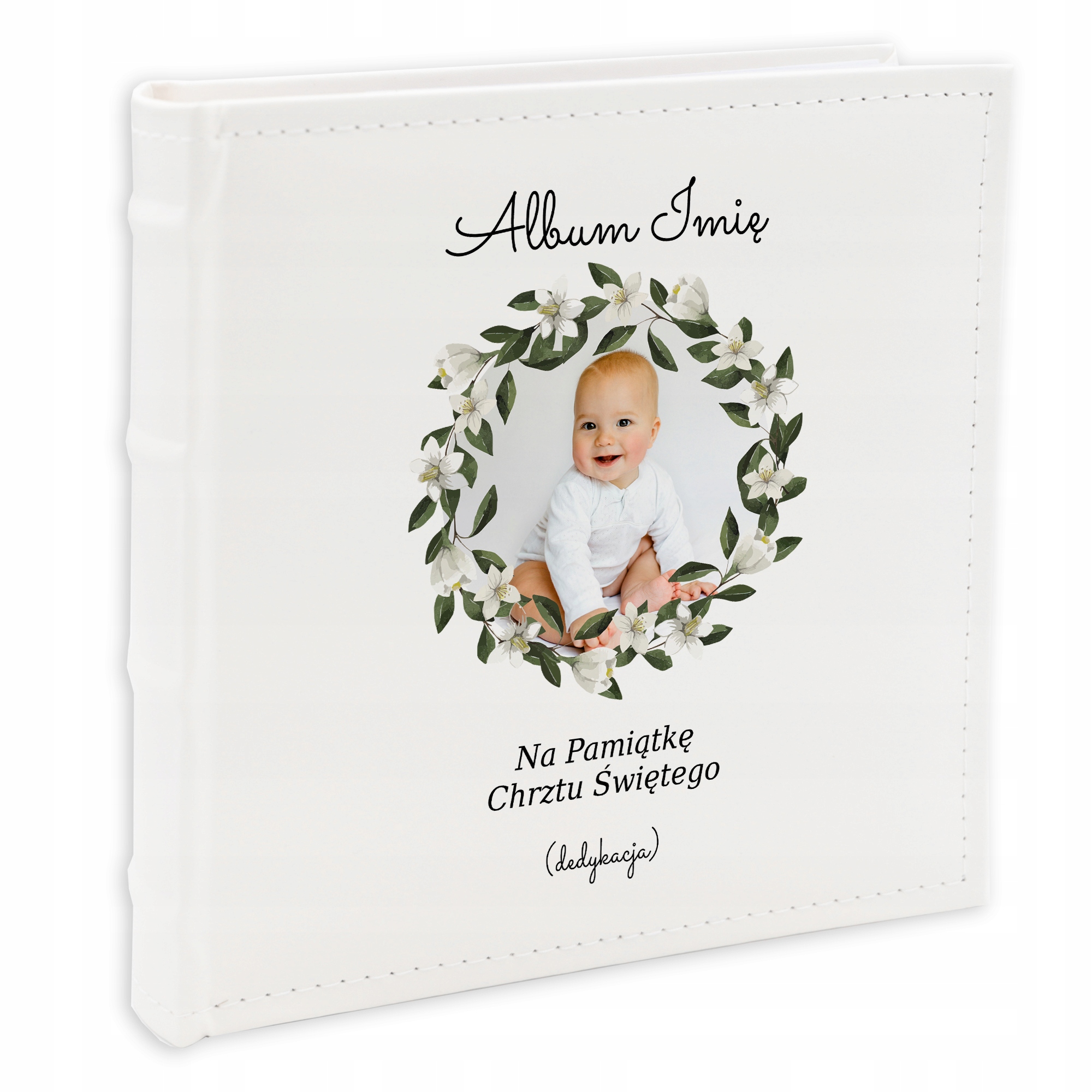 Album na fotografie 10x15 cm Bílý Na památku křtu Jméno Kreator