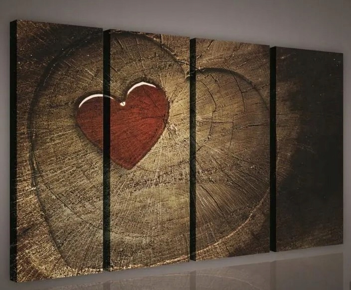 Obraz 120x80 Srdce na strome láska drevo vintage rustikálne teplo