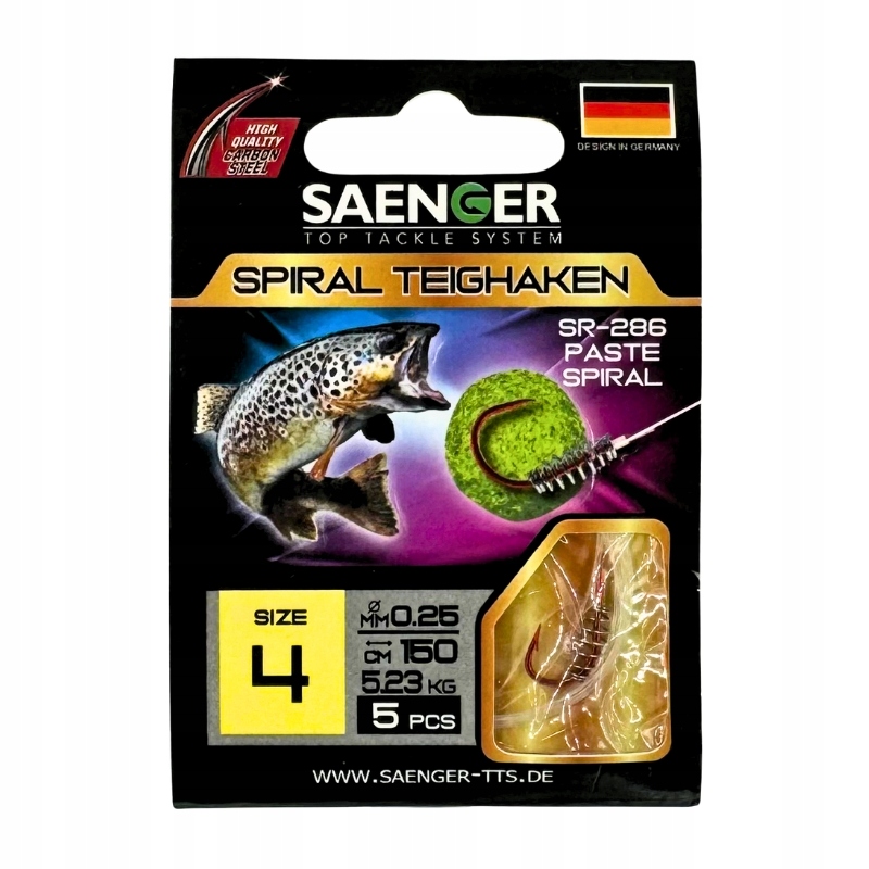 Saenger Przypony wiązane ze Spiralą 150cm 0.25mm rozm. 4