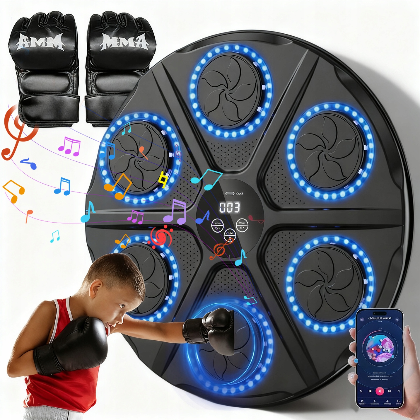 Inteligentna Bluetooth Maszyna Do Boksowania Stylowe Oświetlenie 12 Trybów