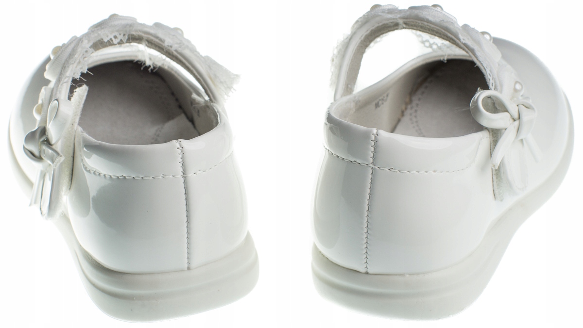 APAWWA BALERINY LAKIERKI BIAŁE DLA DZIEWCZYNKI DO KOMUNII DZIECIĘCE R.29 Rozmiar 29