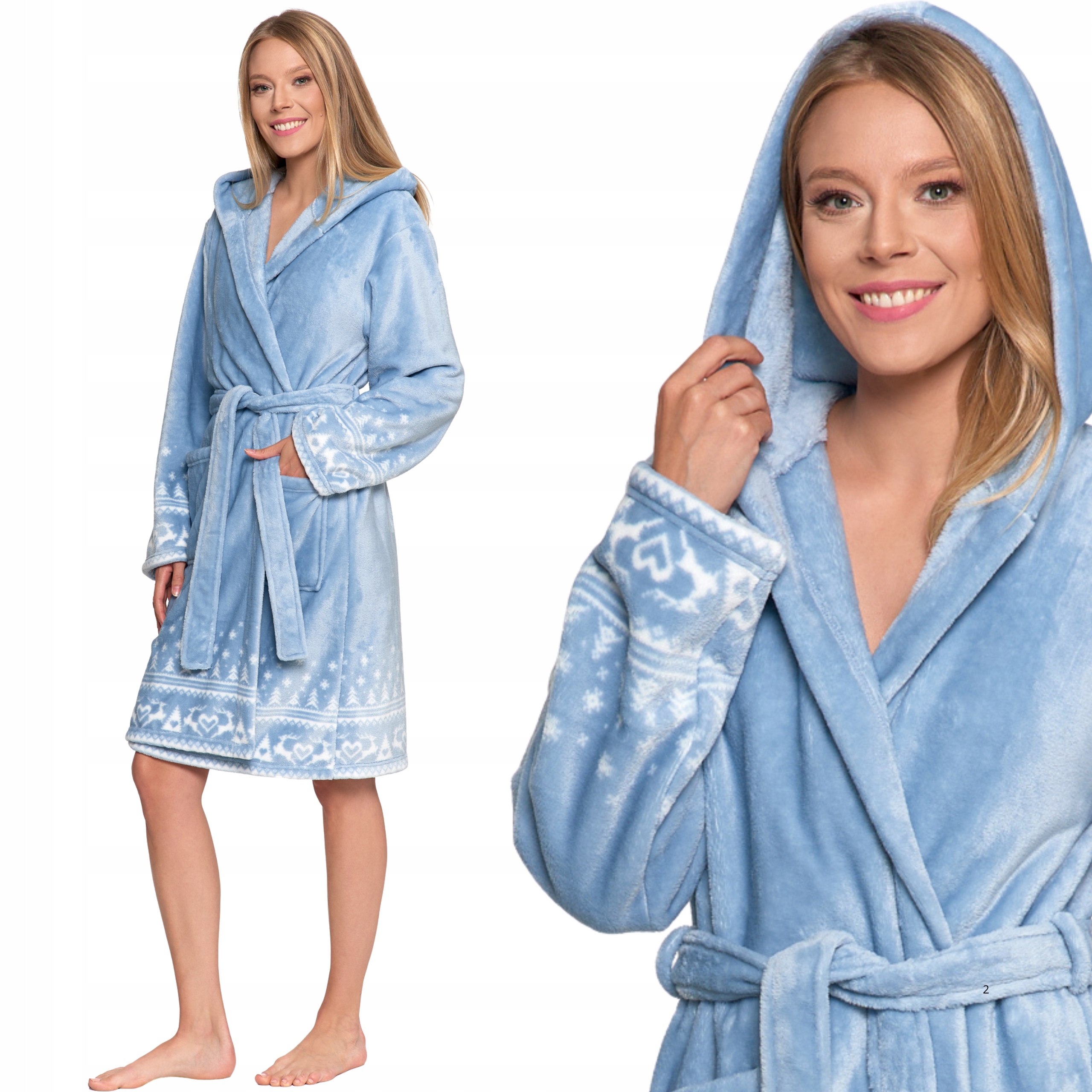 Moraj szlafrok damski do kolan z kapturem